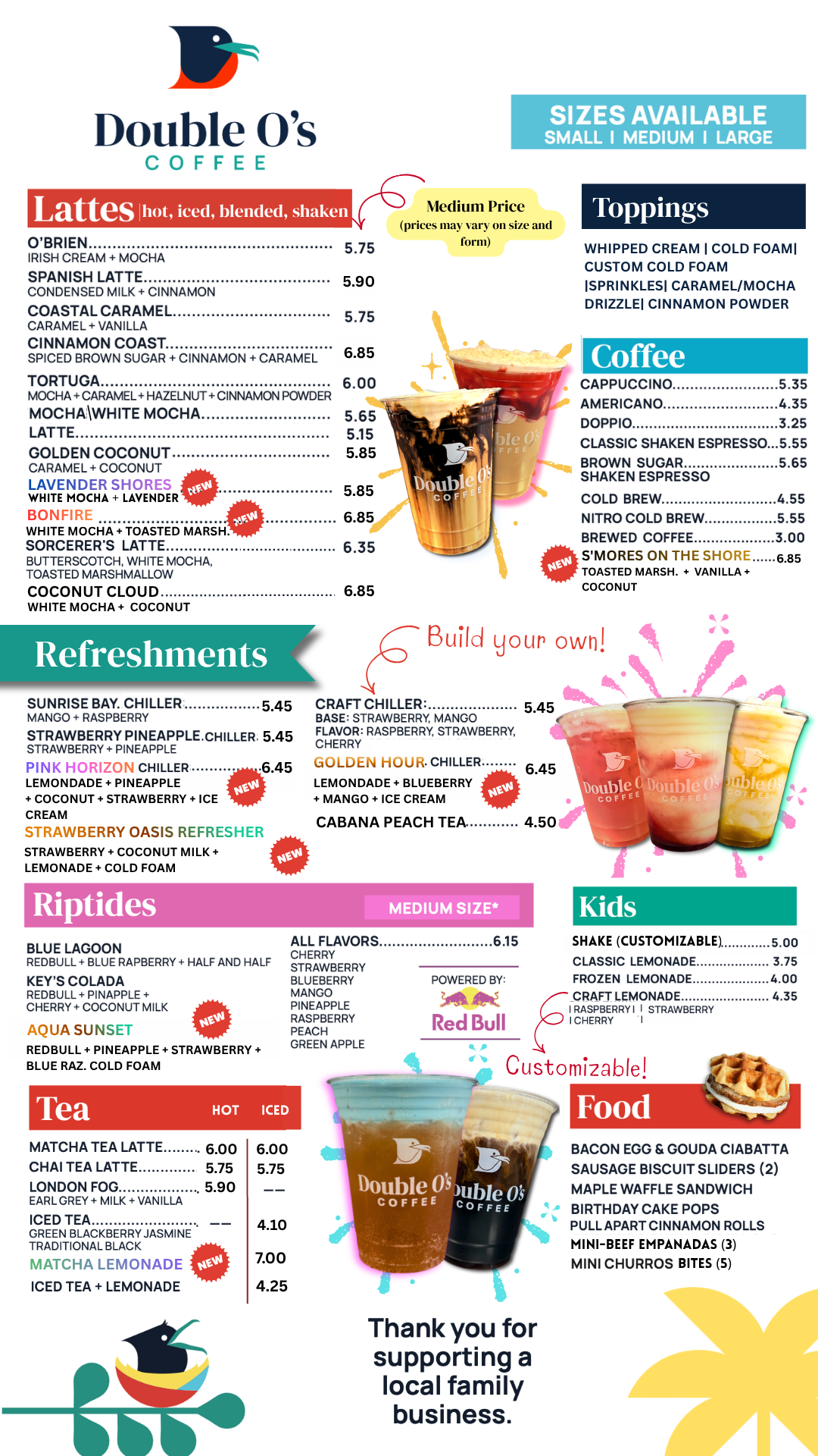 Double O's Coffee Summer Menu